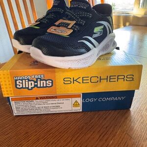 Skechers Kids Slip-Ins Black and White Sneakers